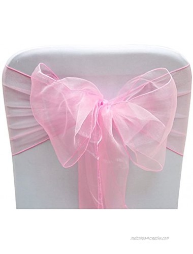 Set of 10 Chair Bows Sashes Tie Back Decorative Item Cover ups For Wedding Reception Events Banquets Chairs Decoration Baby Pink