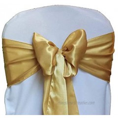 Set of 10 Chair Decorative Satin Sashes Bow Designed for Wedding Events Banquet Home Kitchen Decoration Gold