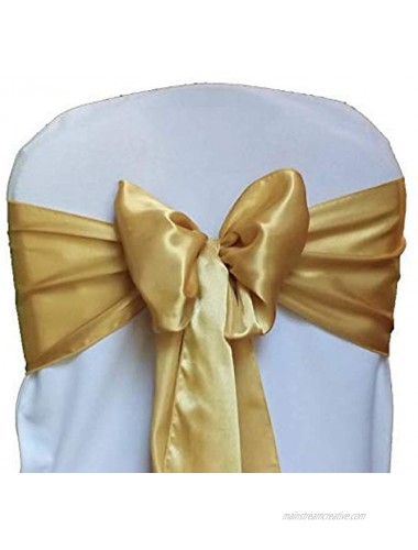 Set of 10 Chair Decorative Satin Sashes Bow Designed for Wedding Events Banquet Home Kitchen Decoration Gold