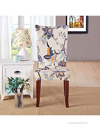 smiry 4 Pack Printed Dining Chair Covers Stretch Spandex Removable Washable Dining Chair Protector Slipcovers for Home Kitchen Party Restaurant Beige