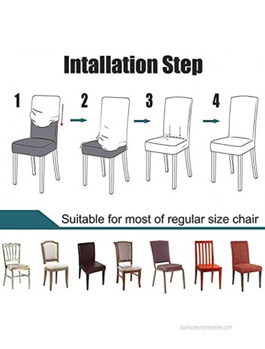 smiry 4 Pack Printed Dining Chair Covers Stretch Spandex Removable Washable Dining Chair Protector Slipcovers for Home Kitchen Party Restaurant Beige