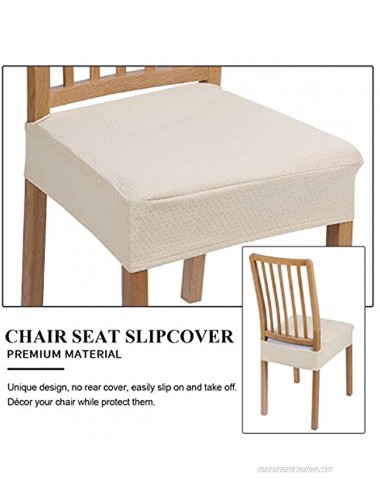 smiry Stretch Jacquard Chair Seat Covers Removable Washable Anti-Dust Chair Seat Protector Slipcovers for Dining Room No Rear Covers Set of 6 Beige