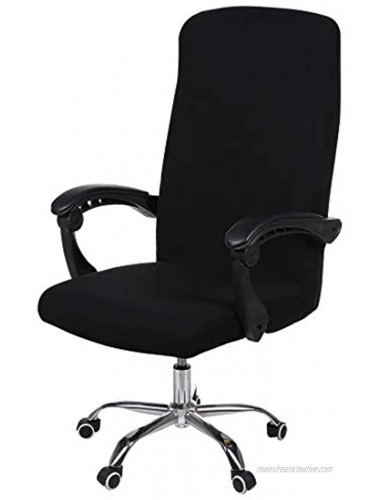 smiry Stretch Printed Computer Office Chair Covers Soft Fit Universal Desk Rotating Chair Slipcovers Removable Washable Anti-Dust Spandex Chair Protector Cover with Zipper Black