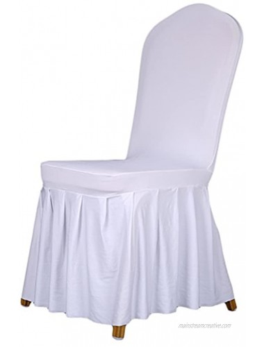SoulFeel 1 x Long Stretch Spandex Dining Chair Cover Protectors Super Fit Banquet Chair Seat Slipcovers for Hotel and Wedding Ceremony Removable & Washable White