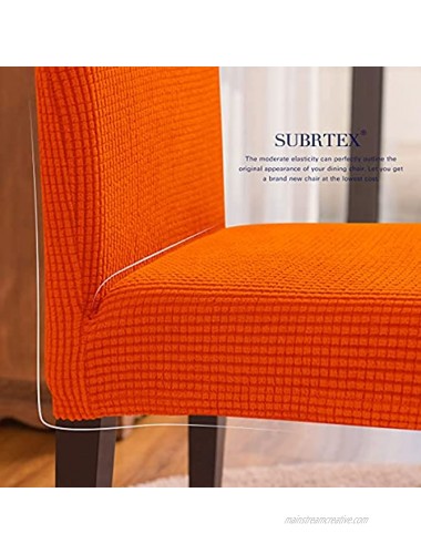 subrtex Dining Chair Slipcovers Stretch Parsons Chair Covers Sets Chiar Protector Removable Washable Elastic for Ktichen Dining Room Restaurant Hotel Ceremony 4 Orange