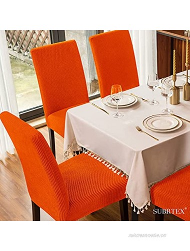 subrtex Dining Chair Slipcovers Stretch Parsons Chair Covers Sets Chiar Protector Removable Washable Elastic for Ktichen Dining Room Restaurant Hotel Ceremony 4 Orange