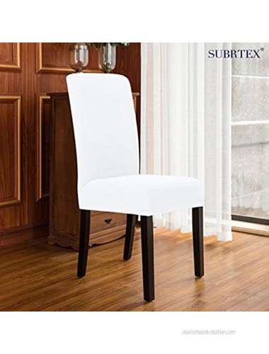 subrtex Dining Room Chair Slipcovers Parsons Chair Covers Sets Stretch Dining Chair Covers Removable Kitchen Chair Covers Chair Protector Covers for Dining Room,Restaurant,Hotel4,White