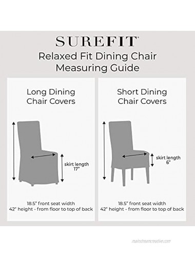 Sure Fit Home Décor Essential Twill Full Length Dining Room Chair One Piece Slipcover Relaxed Fit 100% Cotton Machine Washable White Color
