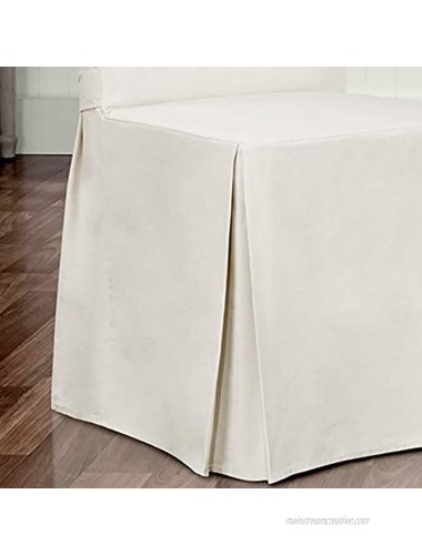 Sure Fit Home Décor Essential Twill Full Length Dining Room Chair One Piece Slipcover Relaxed Fit 100% Cotton Machine Washable White Color