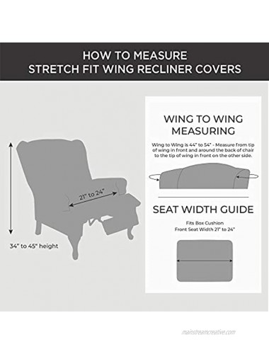 SureFit Home Décor Stretch Pique Box Cushion Wing Recliner Chair Two Piece Slipcover Form Fit Polyester Spandex Machine Washable Garnet Color