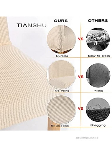 TIANSHU Stretch Chair Covers for Dining Room Set of 4 Dining Room Chair Covers for Home Decor Removable Dining Chair Cover Non-Slip Kitchen Chair Cover Parson Chair Slipcover 4 Pack Beige