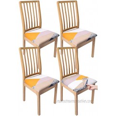 Timenu 4 Pack Chair Seat Covers for Dining Room Chair Covers Printed Dining Chair Seat Covers,Geometric