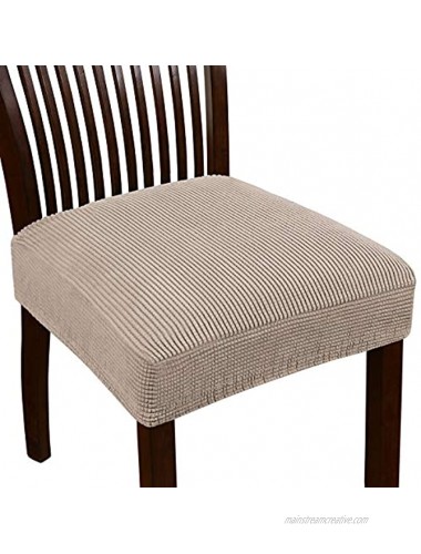 Turquoize Stretch Jacquard Chair Seat Covers Seat Covers for Dining Room Chair Covers Chair Seat Slipcovers Removable Washable Chair Seat Cushion Slipcovers for Dining Room 6 Pack Khaki
