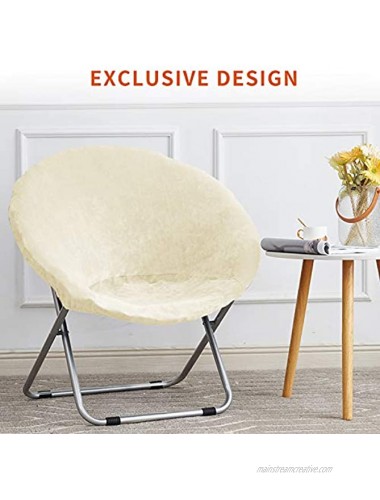 V-TIMMIX Stretch Velvet Saucer Chair Slipcover,Velvet Moon Chair Cover Soft Anti-Slip High Stretch（Velvet-Ivory）