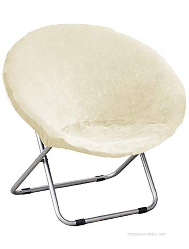 V-TIMMIX Stretch Velvet Saucer Chair Slipcover,Velvet Moon Chair Cover Soft Anti-Slip High Stretch（Velvet-Ivory）