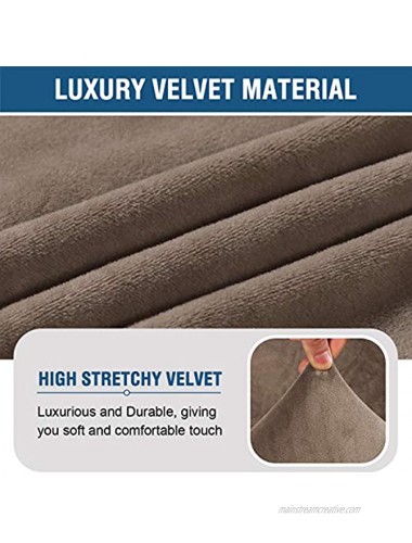 Velvet Accent Chair Covers High Stretch Armless Chair Covers for Living Room Luxury Thick Velvet Chair Slipcovers Modern Furniture Protector with Elastic Bottom Machine Washable Taupe
