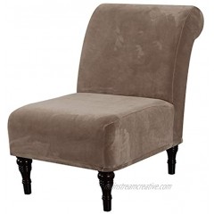 Velvet Accent Chair Covers High Stretch Armless Chair Covers for Living Room Luxury Thick Velvet Chair Slipcovers Modern Furniture Protector with Elastic Bottom Machine Washable Taupe
