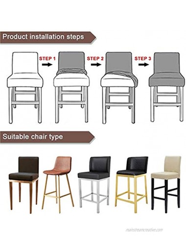 VoiceFly 2 Pack Stretch Chair Cover Slipcovers Counter Height Bar Stool Covers Cafe Furniture High Seat Dining Room Kitchen Barstool Chair Protectors Only Chair CoverGrey