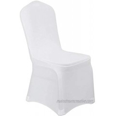 Voilamart 12 Pcs White Chair Covers Polyester Spandex Stretch Slipcover for Banquet Party and Hotel Decoration Elastic Chair Covers