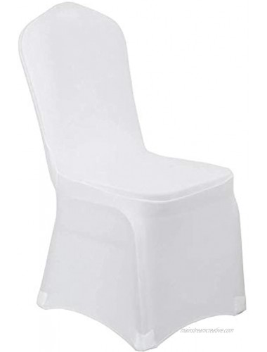 Voilamart 12 Pcs White Chair Covers Polyester Spandex Stretch Slipcover for Banquet Party and Hotel Decoration Elastic Chair Covers