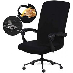 Water Resistant Stretch Computer Office Chair Cover with Durable Zipper Universal Washable Removable Spandex Rotating Boss Chair Slipcovers Anti-dust Soft Desk Chair Seat Protector for Dogs Cats
