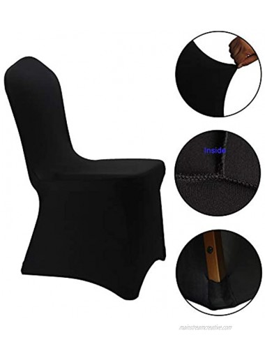 WELMATCH Black Stretch Spandex Chair Covers 12 pcs Wedding Party Dining Scuba Elastic Chair Covers Black 12