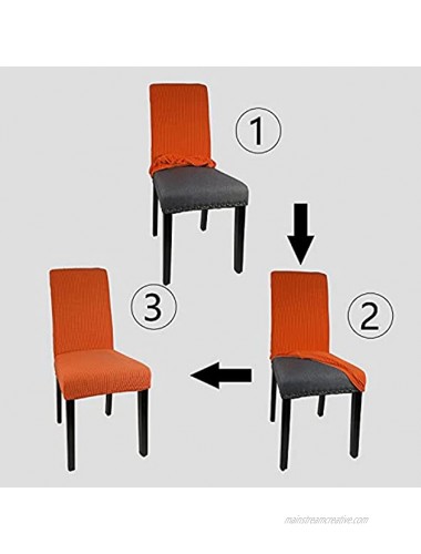 WELMATCH Orange Jacquard Spandex Dining Chair Covers 4 PCS Stretch Removable Washable Dining Chair Slipcovers Orange 4