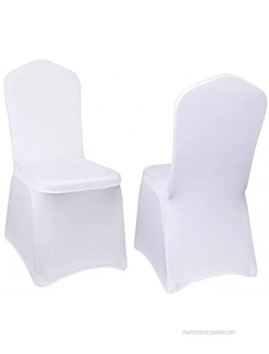 Yahpetes Chair Cover White Polyester Spandex Banquet Chair Covers Slipcover Flat Front Stretch Spandex Chair Covers for Wedding Banquet Dining Party Decorations 1 Pcs White