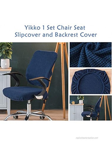 Yikko 1 Set Soft Stretch Spandex Chair Seat Slipcover and Backrest Cover Washable Chair Slipcovers fit for Office Computer Chairs Dining Room Chairs Bar Wedding Party Decor Dark Blue