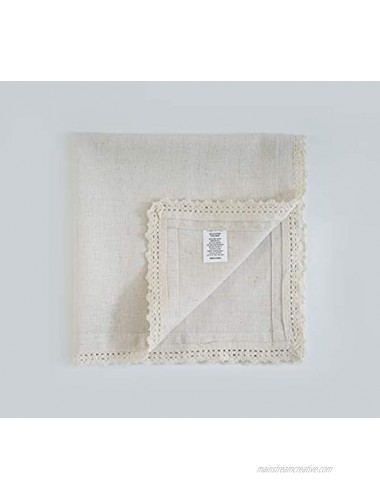 20X20 inch Oversized Dinner Napkins Cotton Flax 12 Pack Natural Premium Quality Mitered Corners With Elegant Lace for Everyday Use Napkins are Pre Shrunk And Good Absorbency With Lace Ivory