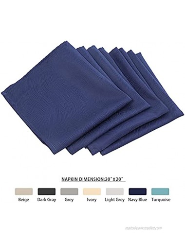 4 Pack Cloth Napkin 20 x 20 Inch Swirl Pattern Solid Washable Polyester Dinner Napkins Set with Hemmed Edges for Family Holiday Dinners Weddings Parties and Banquets Navy Blue