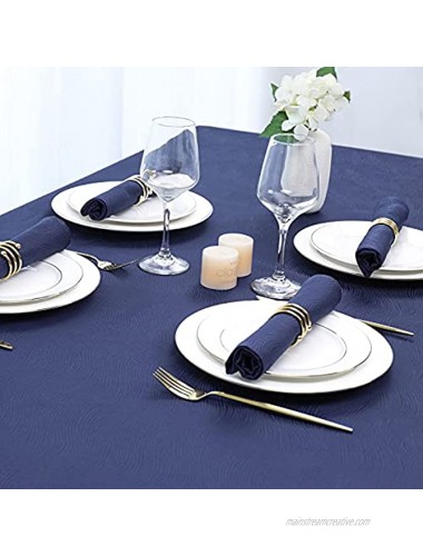 4 Pack Cloth Napkin 20 x 20 Inch Swirl Pattern Solid Washable Polyester Dinner Napkins Set with Hemmed Edges for Family Holiday Dinners Weddings Parties and Banquets Navy Blue