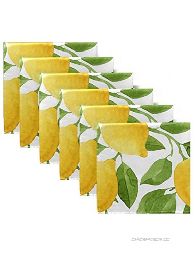 6 Pack Cloth Napkins,Washable Dinner Napkins Lemon TreeGreat for Weddings Parties Holiday Dinner 20in x 20in