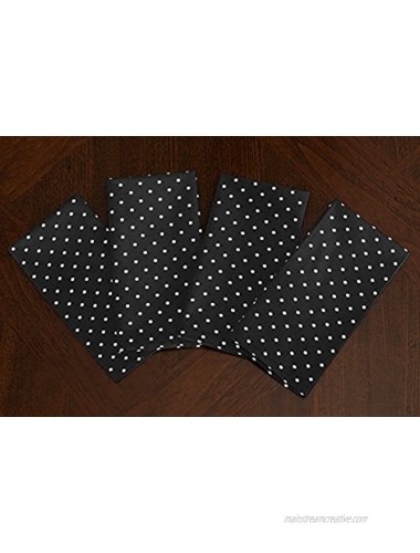 A LuxeHome Black and White Modern Contemporary Mini Polka Dot Lunch Dinner Napkins 17 x 17 Set of 4