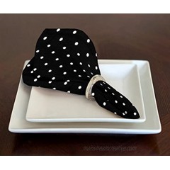 A LuxeHome Black and White Modern Contemporary Mini Polka Dot Lunch Dinner Napkins 17" x 17" Set of 4