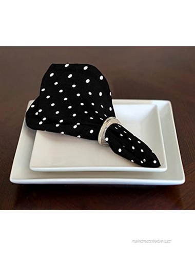 A LuxeHome Black and White Modern Contemporary Mini Polka Dot Lunch Dinner Napkins 17 x 17 Set of 4