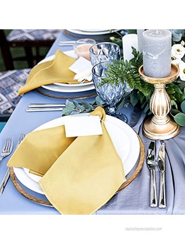 Aneco 12 Pieces Satin Napkins Soft Dinner Napkins Square Table Napkins 17 x 17 Inches for Restaurant Weddings Party Dinner Decoration Gold