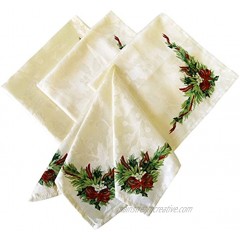 Benson Mills Christmas Ribbons Engineered Printed Fabric Napkins Set of 4 19x19