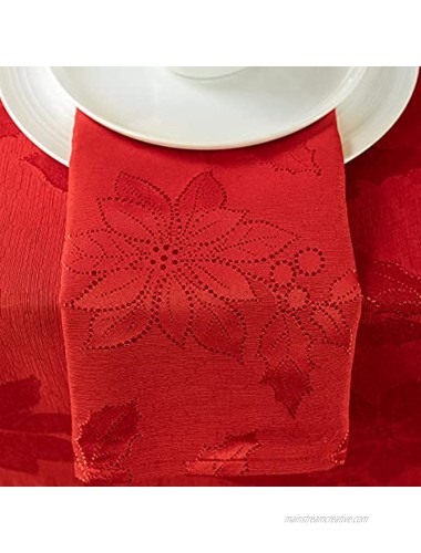 Benson Mills Poinsettia Legacy Damask Fabric Napkins 18 X 18 Napkins Set of 4 Red