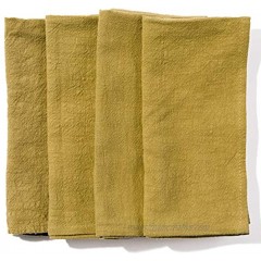 Caldo Linen Dinner Napkins Rustic- Soft and Durable Cloth- Washable and Reusable 4 Pack 20x20 inch Mustard