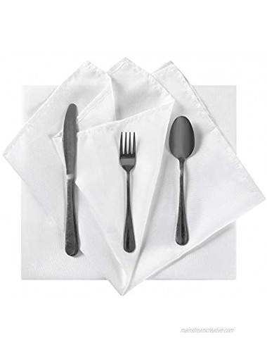 Cloth Napkins 17x17 inch 12 Packs Washable Polyester Dinner Napkins Soft Table Napkins for Wedding Party Dining BanquetWhite,12PCS