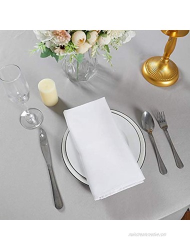 Cloth Napkins 17x17 inch 12 Packs Washable Polyester Dinner Napkins Soft Table Napkins for Wedding Party Dining BanquetWhite,12PCS