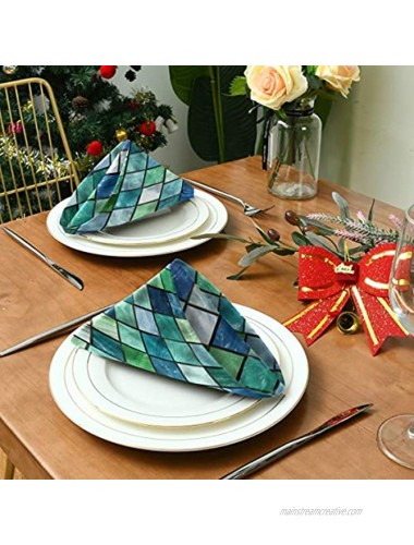 Cloth Napkins Polyester Dinner Napkins Set of 6 Green Mosaic Turquoise Blue Napkins Great for Indoor Outdoor Dining Special Occasions or Dinner Parties