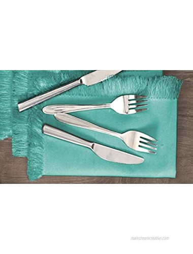 Cotton Clinic Cloth Dinner Napkins with Fringes – Perfect Everyday Use Table Linen – Soft Durable Washable – Ideal for Party Wedding Farmhouse Christmas Easter – Set of 12 20x20 in Aqua Blue
