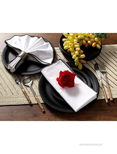 Cotton Clinic Cloth Napkins with Trim – Perfect Everyday Use Table Linen – Soft Durable Washable – Ideal for Dinner Party Wedding Farmhouse Christmas Easter – Set of 12 20x20 in Black White