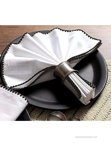 Cotton Clinic Cloth Napkins with Trim – Perfect Everyday Use Table Linen – Soft Durable Washable – Ideal for Dinner Party Wedding Farmhouse Christmas Easter – Set of 12 20x20 in Black White