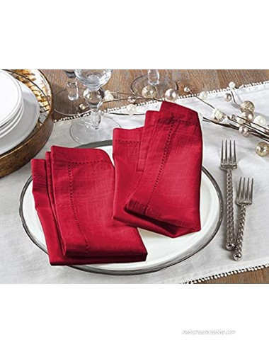 Cotton Clinic Slub Cloth Dinner Napkins – Perfect Everyday Use Table Linen – Soft Durable Washable – Ideal for Party Wedding Farmhouse Christmas Easter – Set of 12 18x18 in Red