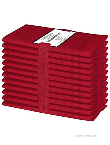 Cotton Clinic Slub Cloth Dinner Napkins – Perfect Everyday Use Table Linen – Soft Durable Washable – Ideal for Party Wedding Farmhouse Christmas Easter – Set of 12 18x18 in Red