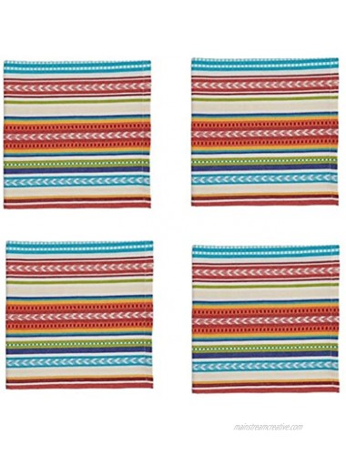 Design Imports Baja Cantina Cotton Southwest Table Linens Napkins 20-Inch by 20-Inch Set of 4 Baja Stripe