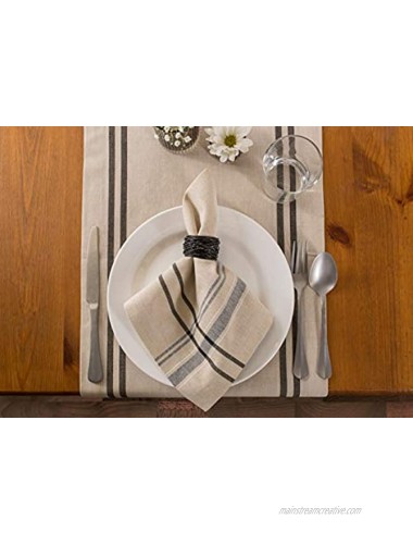 DII 100% Cotton Everyday French Stripe Tabletop Collection 14x108 Taupe Black